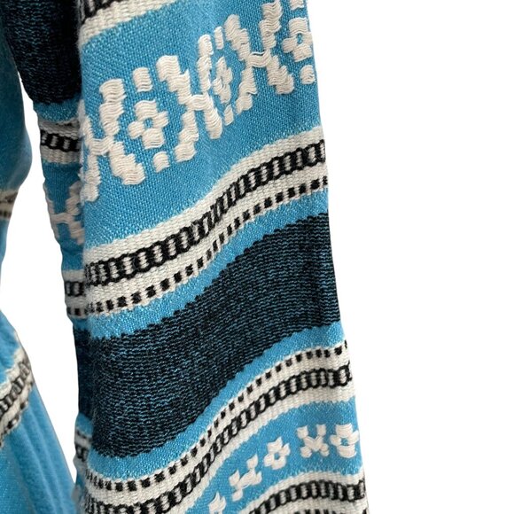 Greek Bohemian Cottagecore Blue Maxi Dress Ethnic Embroidered Prairie Festival - Picture 9 of 14